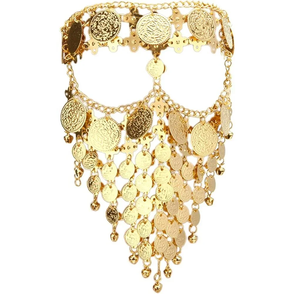 Gold Coin Veil for Belly Dance Halloween Party Cosplay Jewelry Accessory